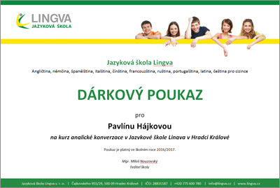 Dárkový poukaz na jazykový kurz